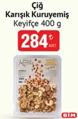 KEYİFÇE ÇİĞ KARIŞIK KURUYEMİŞ 400 G fiyat ve kampanya bilgisi